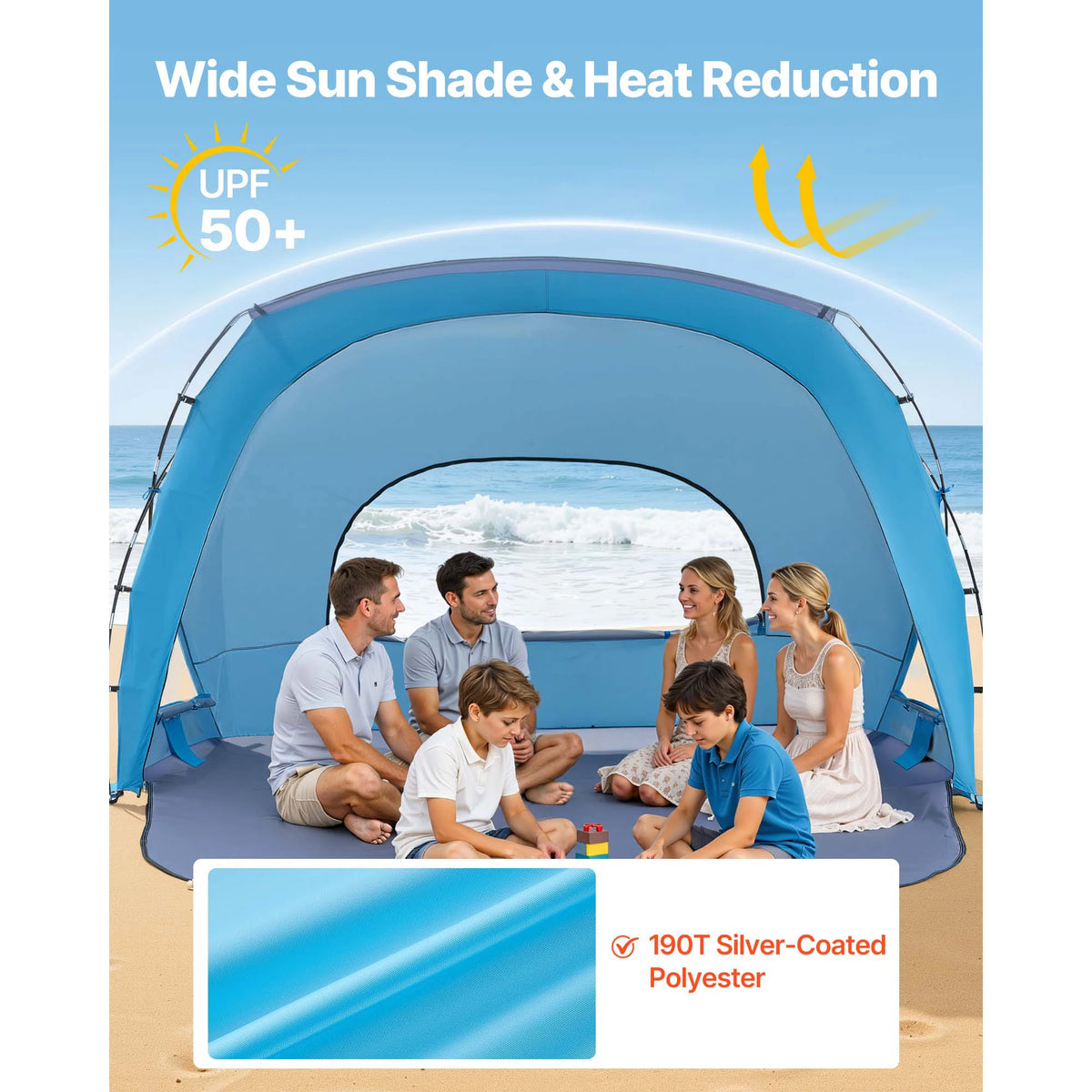 Vevor Portable Beach Sun Shelter Tent With UPF Protection
