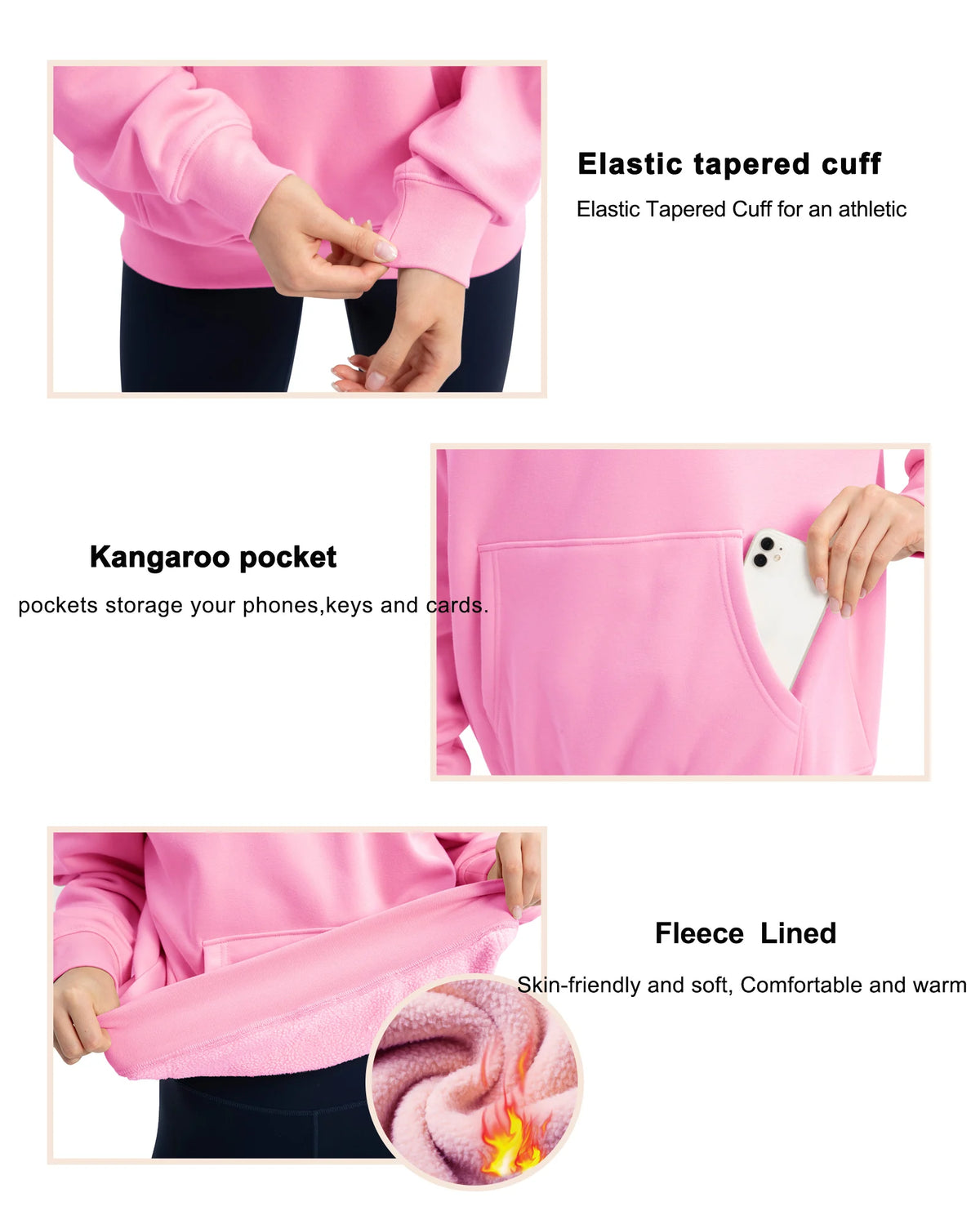The Gym People Women Oversized Fleece Pullover Hoodie With Pockets
