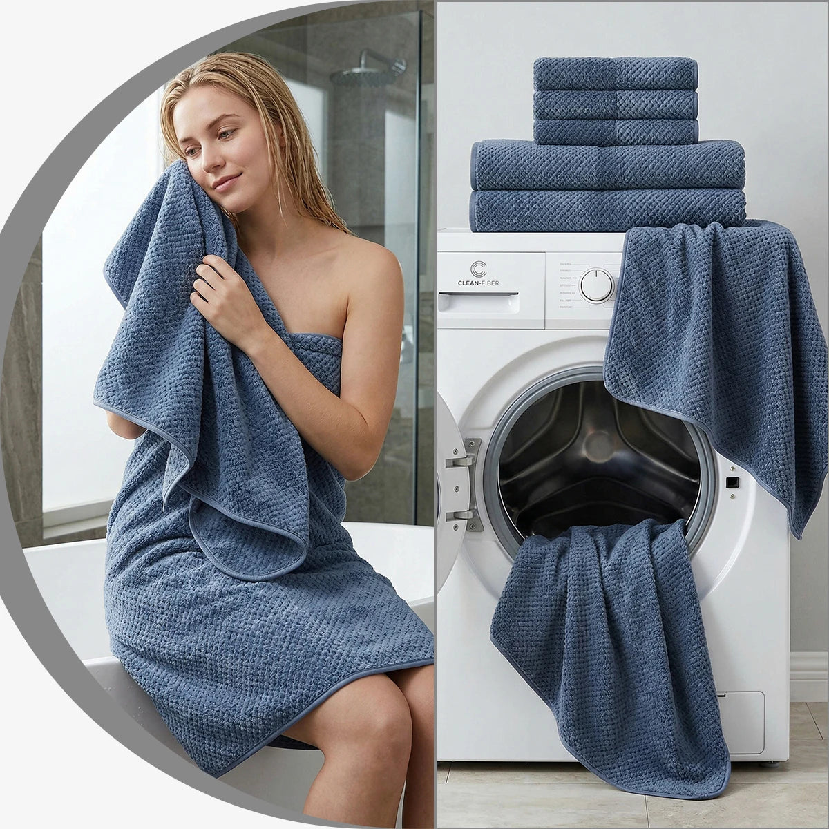 Premium 8 Piece Towel Set Soft Absorbent Machine Washable