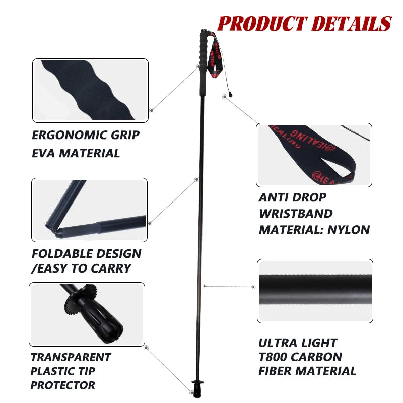 OKHEALING Carbon Fiber Trekking Poles With Antishock Eva Handles