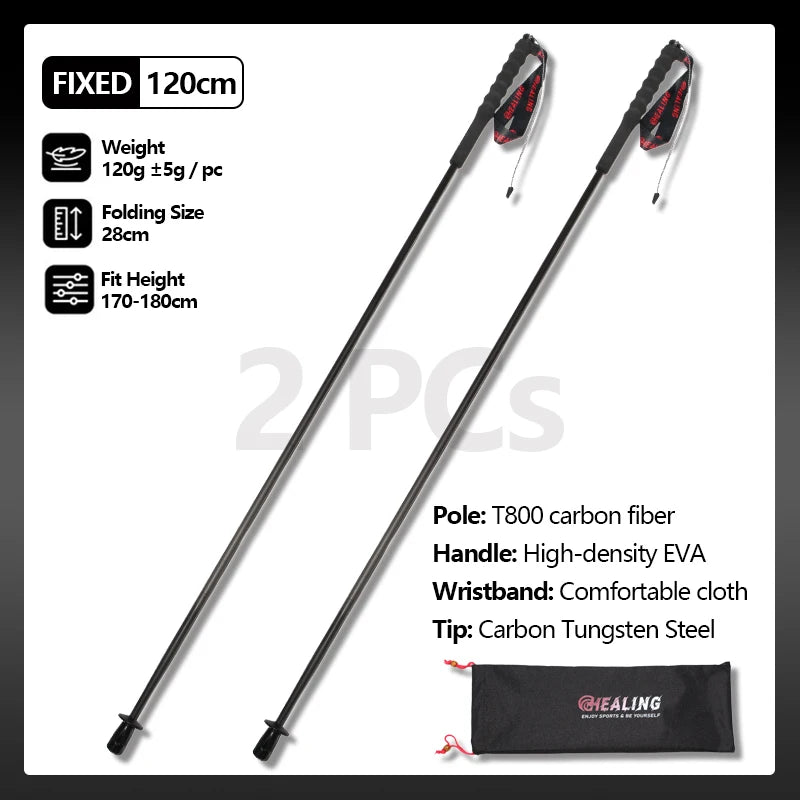 OKHEALING Carbon Fiber Trekking Poles With Antishock Eva Handles