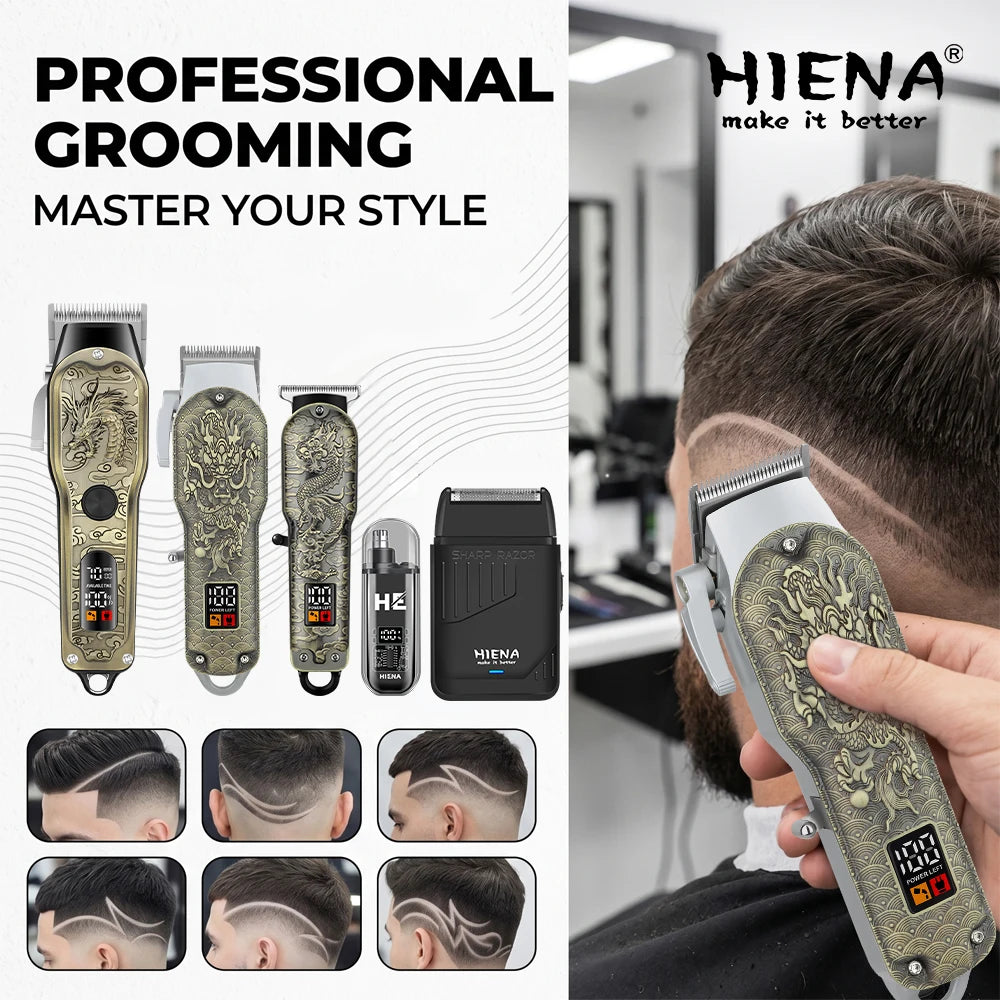 HIENA Cordless Hair Clippers With Led Display And Precision Trimmer