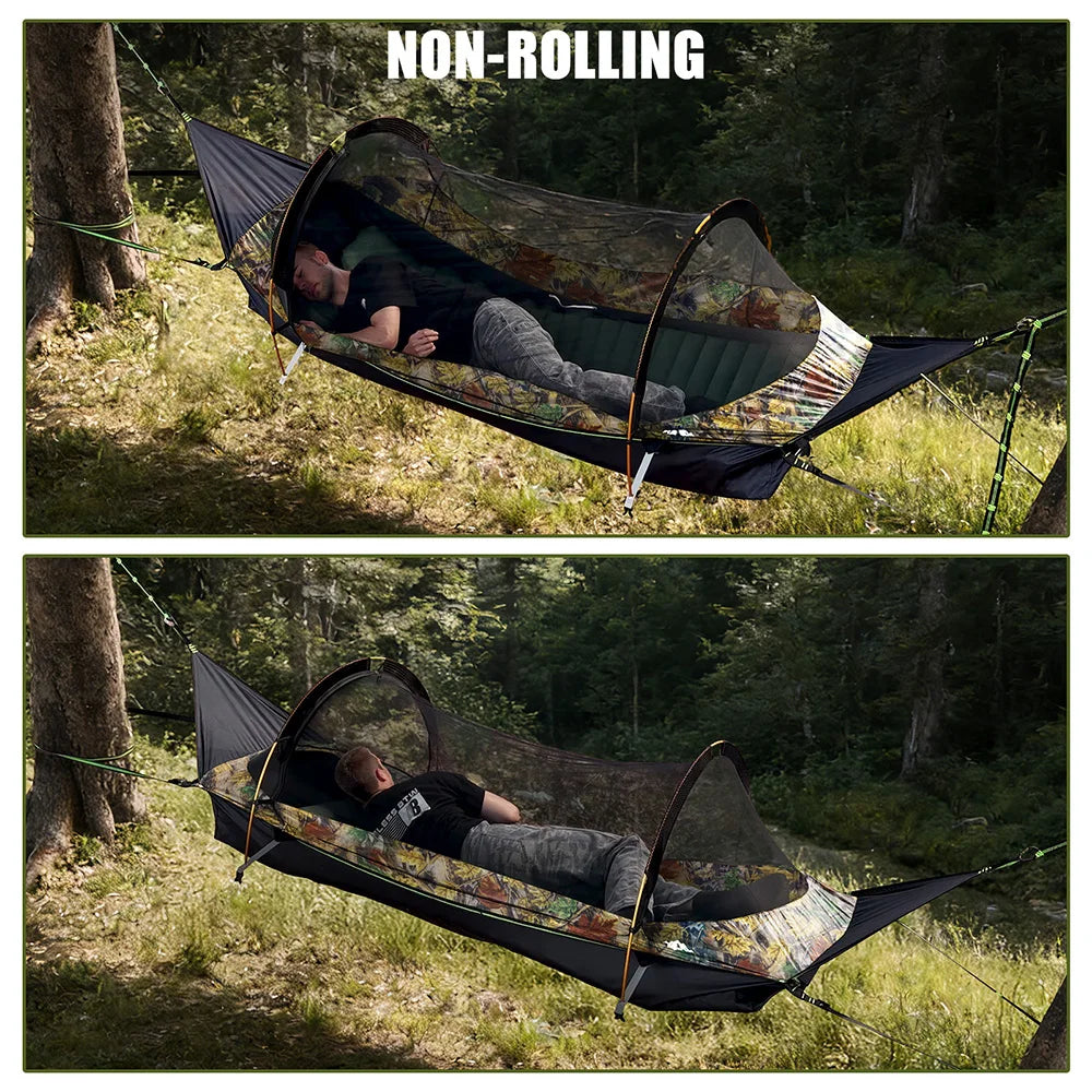 Night Cat Flat Lay Camping Hammock With Mosquito Net