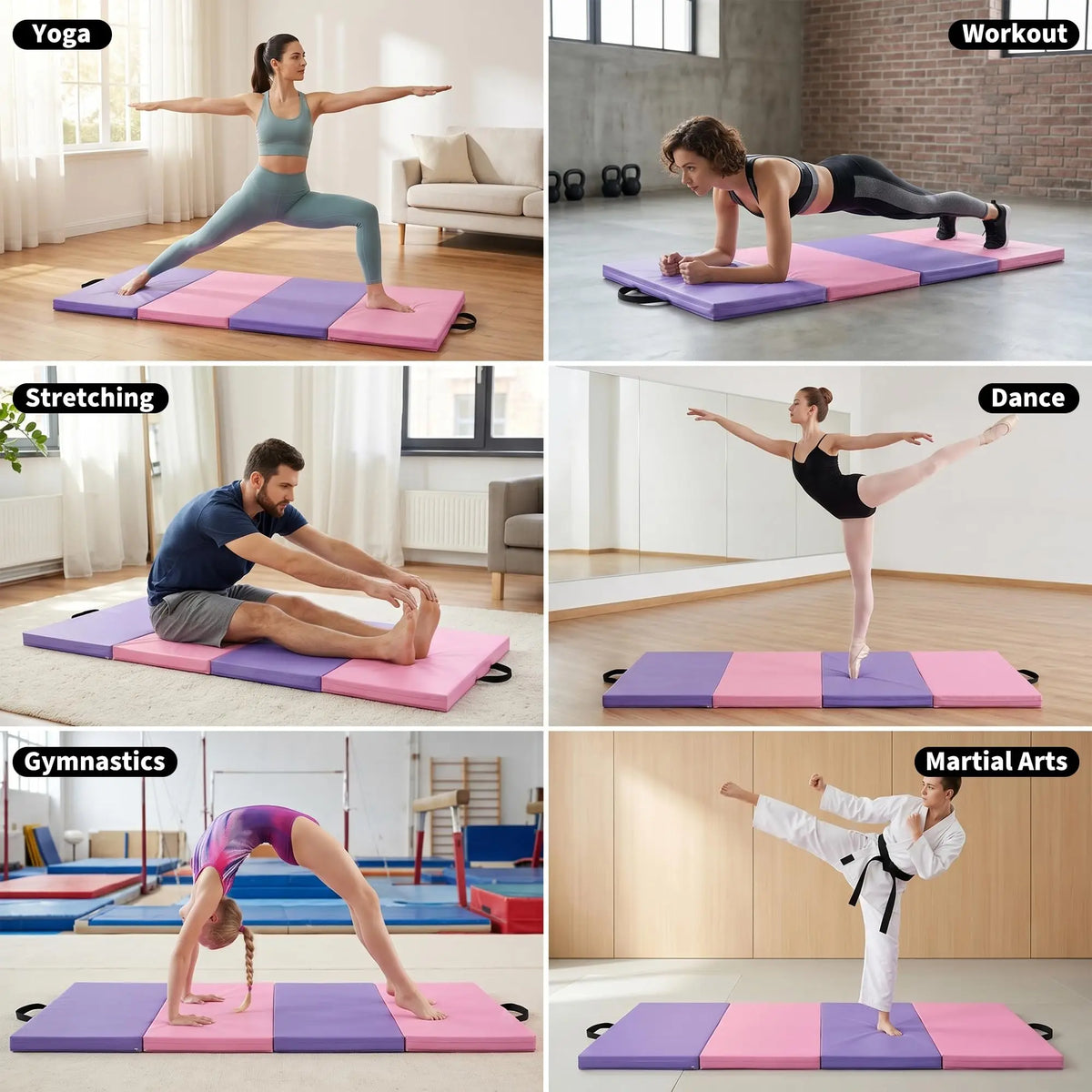 HiMISS Premium Folding Gymnastics Mat For Home Exercise And Pilates