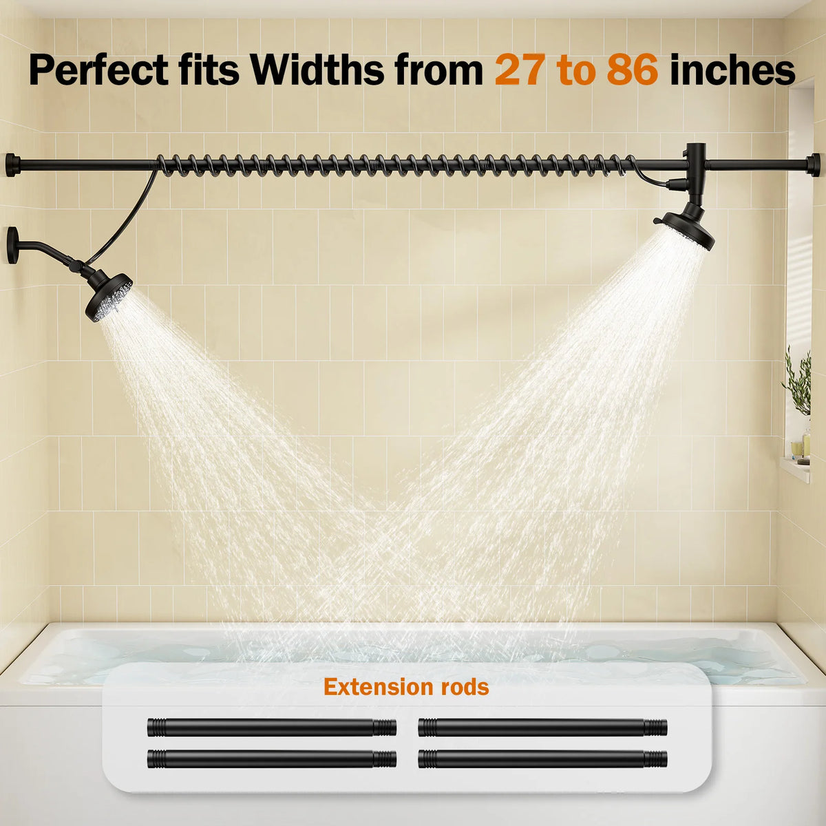 Dual Stainless Steel Shower Head With Adjustable Slider Wall Mount