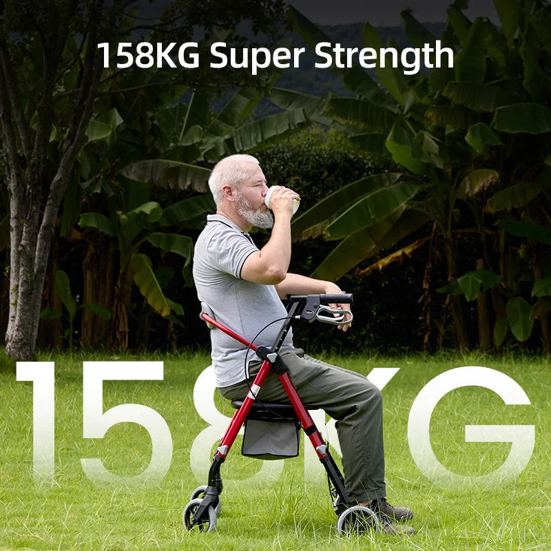 Maidesite Ergonomic Rollator Walker With Seat And Backrest