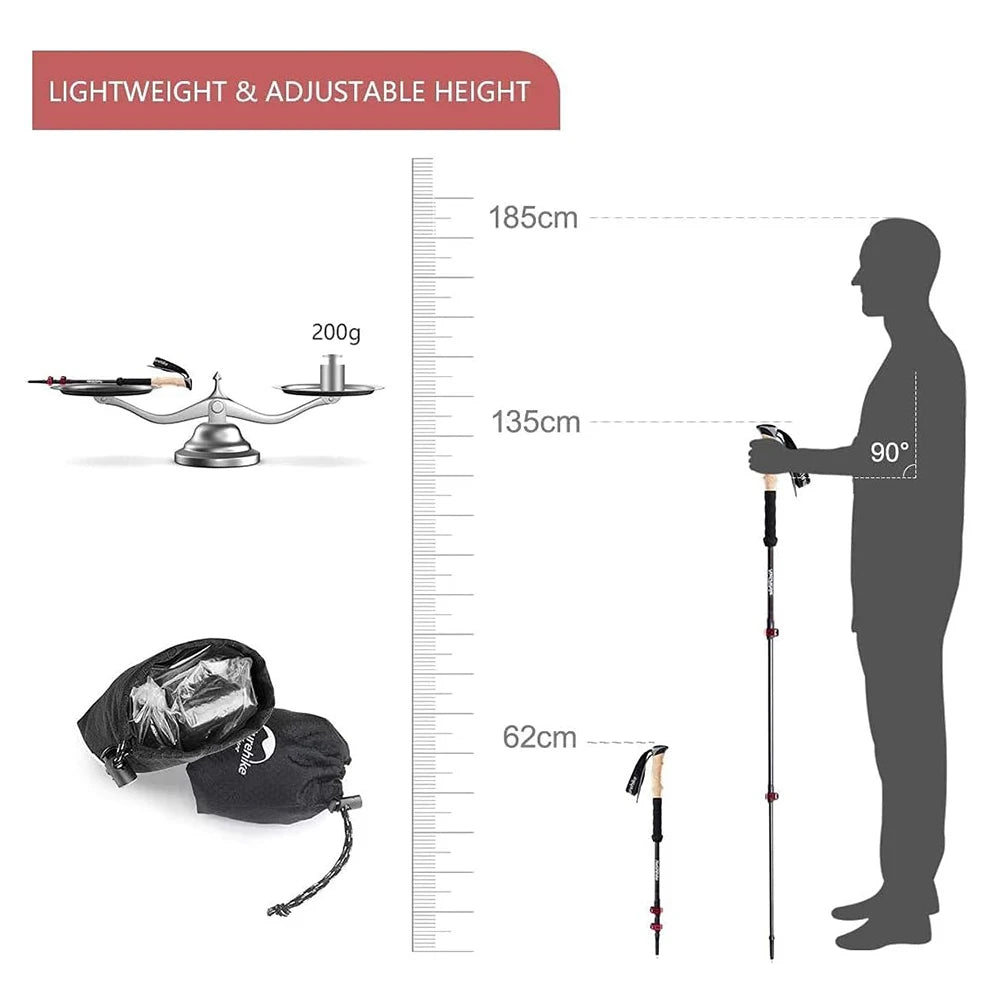 Naturehike Ultralight Carbon Fiber Trekking Poles For Outdoor Adventures