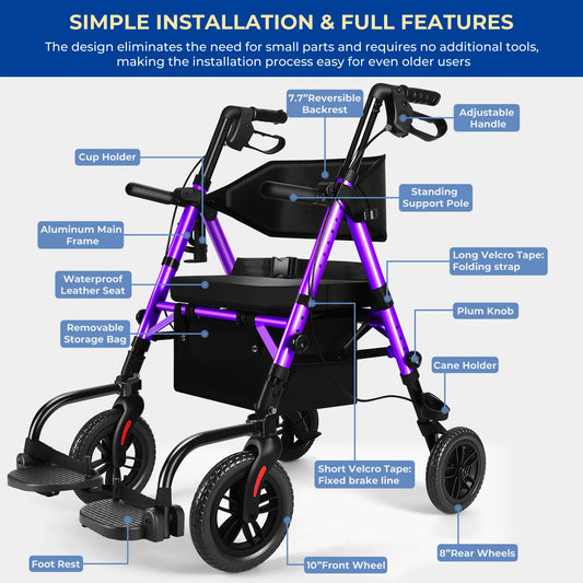 Adjustable Two In One Walker Wheelchair With Safety Brakes
