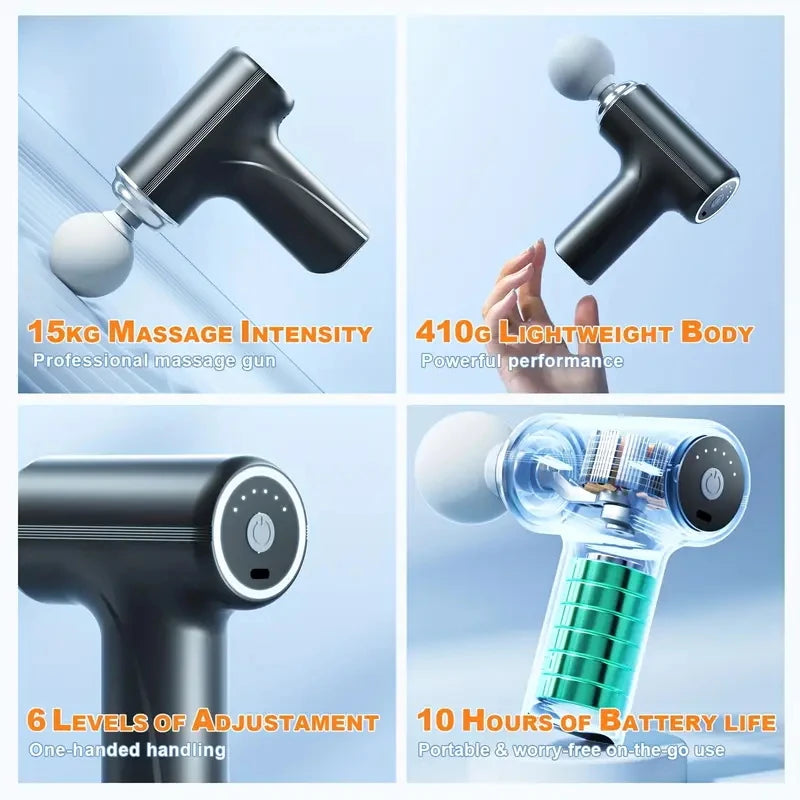 Six Speed Electric Fascia Massage Gun With Four Adjustable Heads