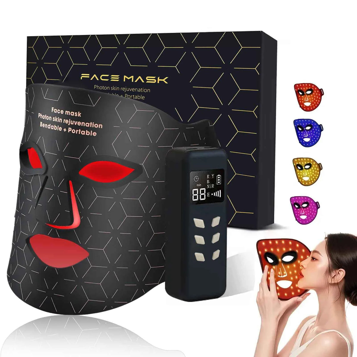 Portable LED Face Mask For Rejuvenation And Anti Aging Therapy