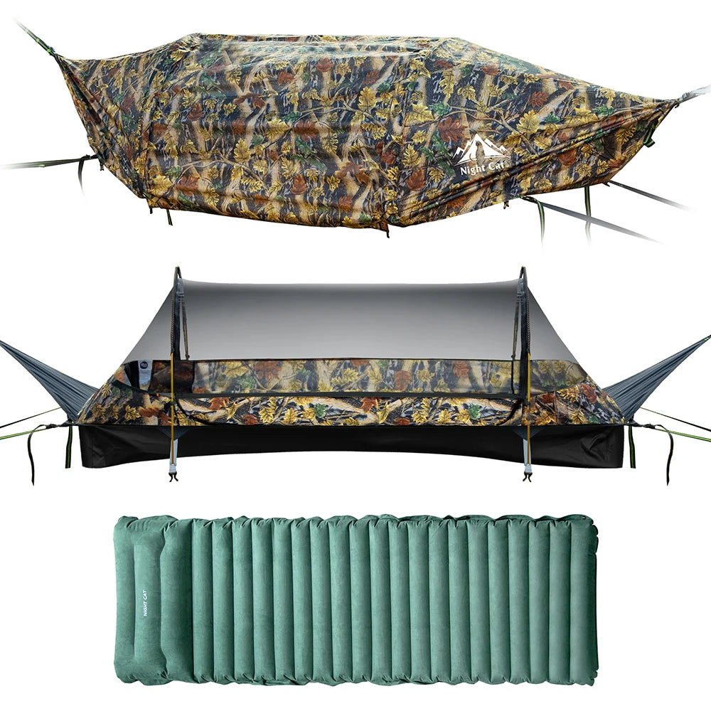 Night Cat Flat Lay Camping Hammock With Mosquito Net