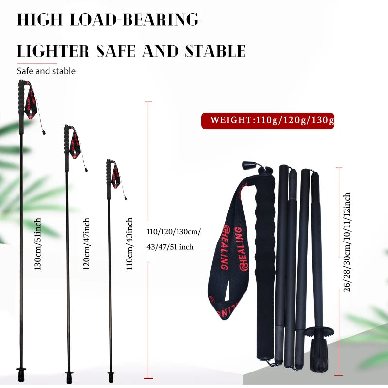 OKHEALING Carbon Fiber Trekking Poles With Antishock Eva Handles
