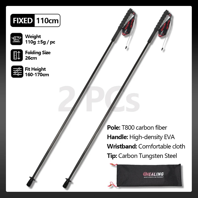 OKHEALING Carbon Fiber Trekking Poles With Antishock Eva Handles