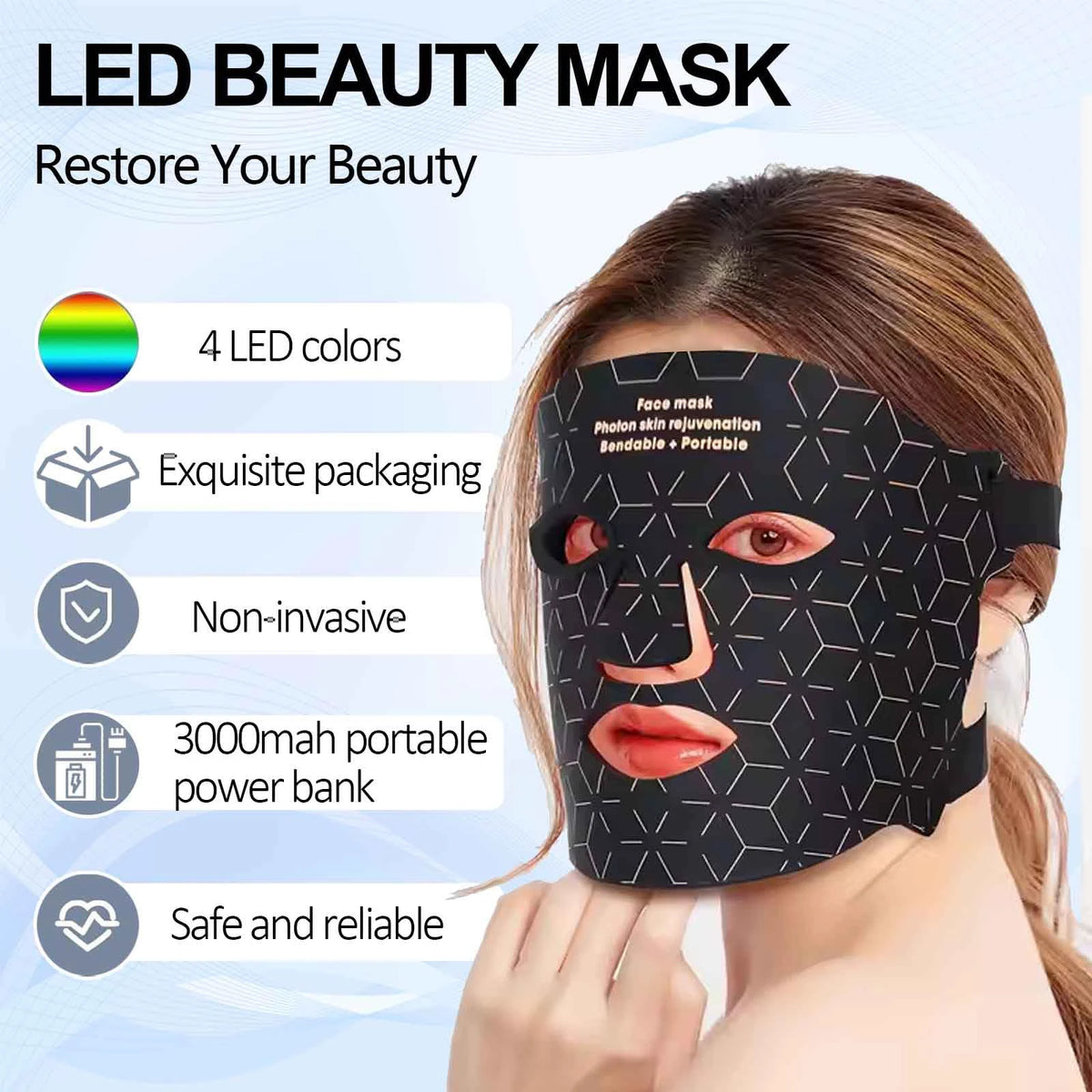 Portable LED Face Mask For Rejuvenation And Anti Aging Therapy