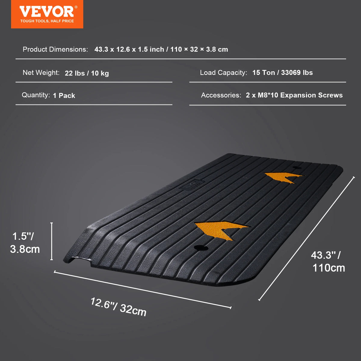 SucceBuy Portable Non Slip Rubber Driveway Curb Ramp for Vehicles