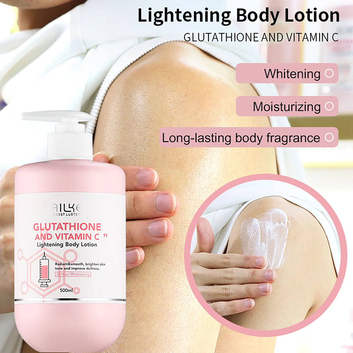 AILKE Vitamin C Glutathione Brightening Body Lotion Whitening Glowing Skin