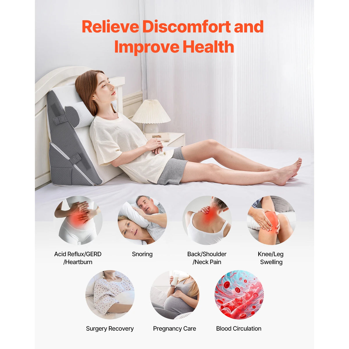 SucceBuy Adjustable Orthopedic Bed Wedge Pillow Set