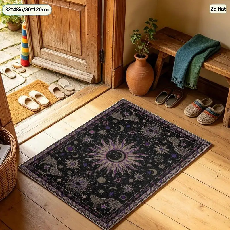 Celestial Constellation Sun Moon Star Pattern Area Rug for Home