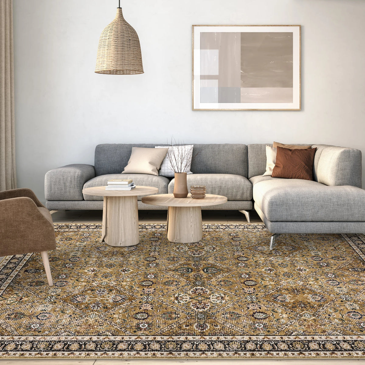Machine Washable Non Slip Moroccan Trellis Rug With Stain Resistance