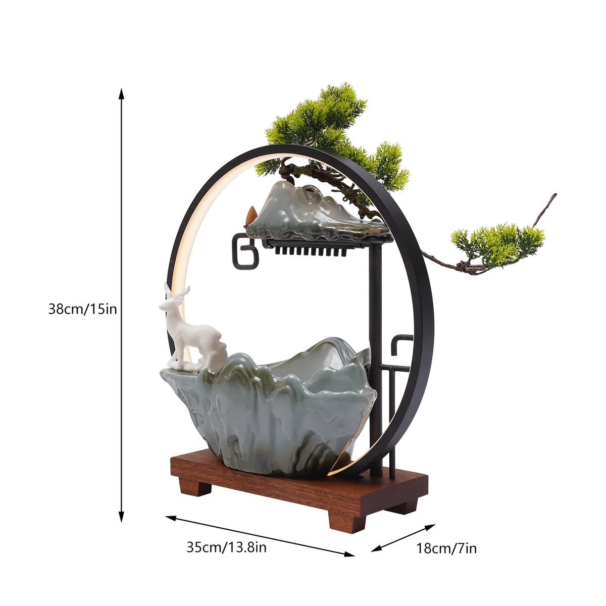 Bymaocar Tabletop Water Fountain LED Light Bonsai Tree Desk Decoration