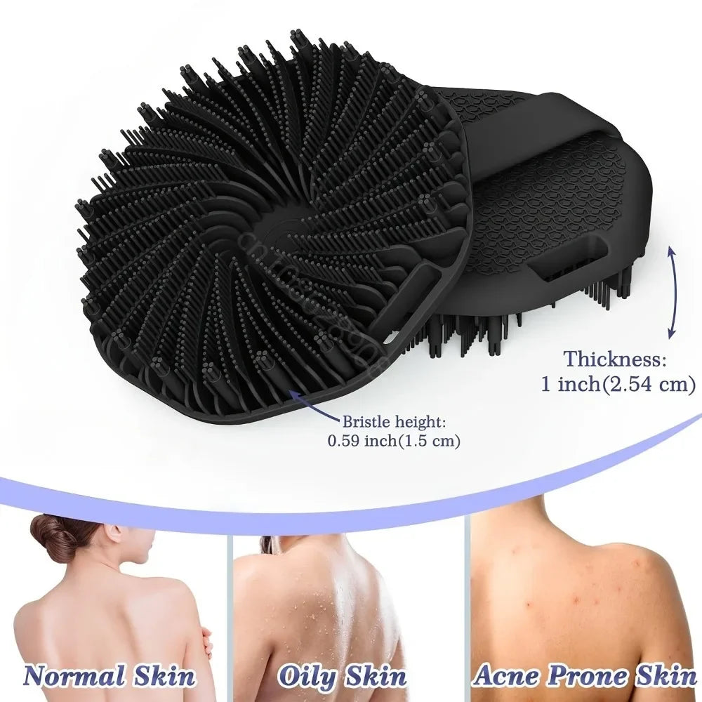 Gentle Silicone Back Brush With Handle For Effective Body Exfoliation