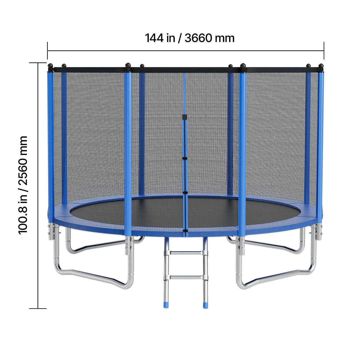 SucceBuy Outdoor Round Trampoline With Enclosure Net And Steel Frame