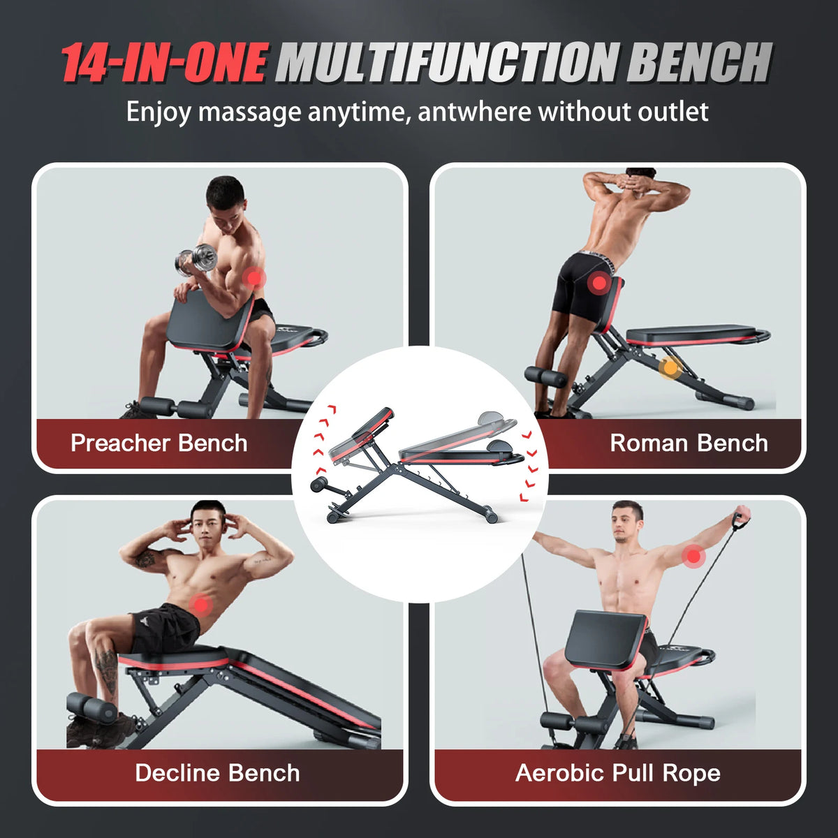 14 In 1 Foldable Dumbbell Weight Bench Pre Assembled Multifunctional