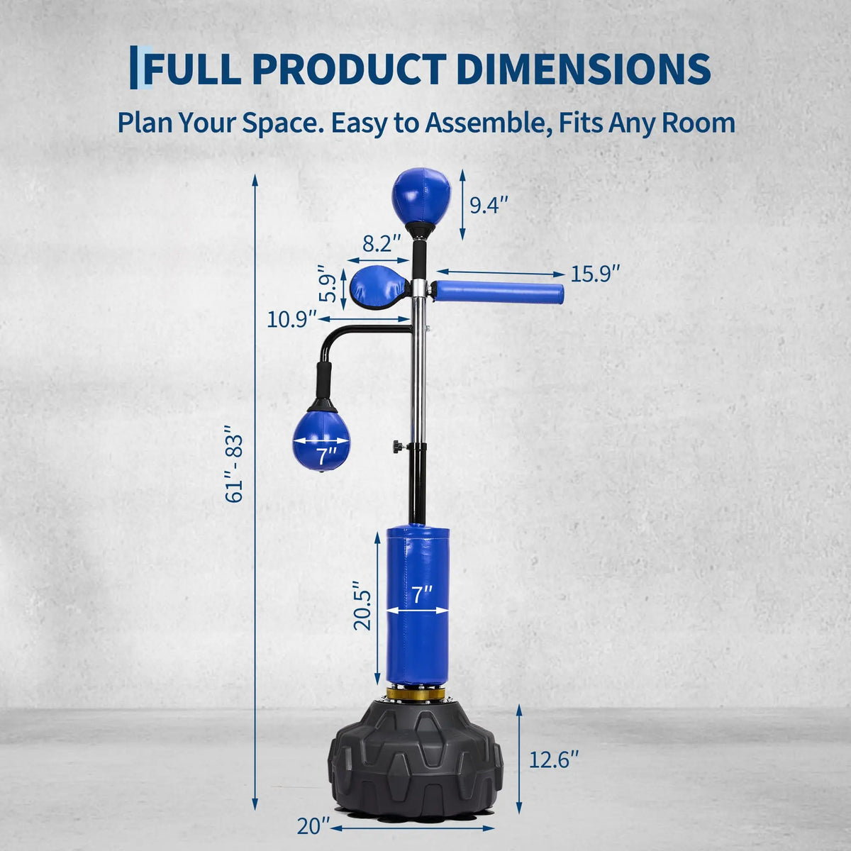 Freestanding Adjustable Boxing Bar With Two Speed Balls Swivel Head