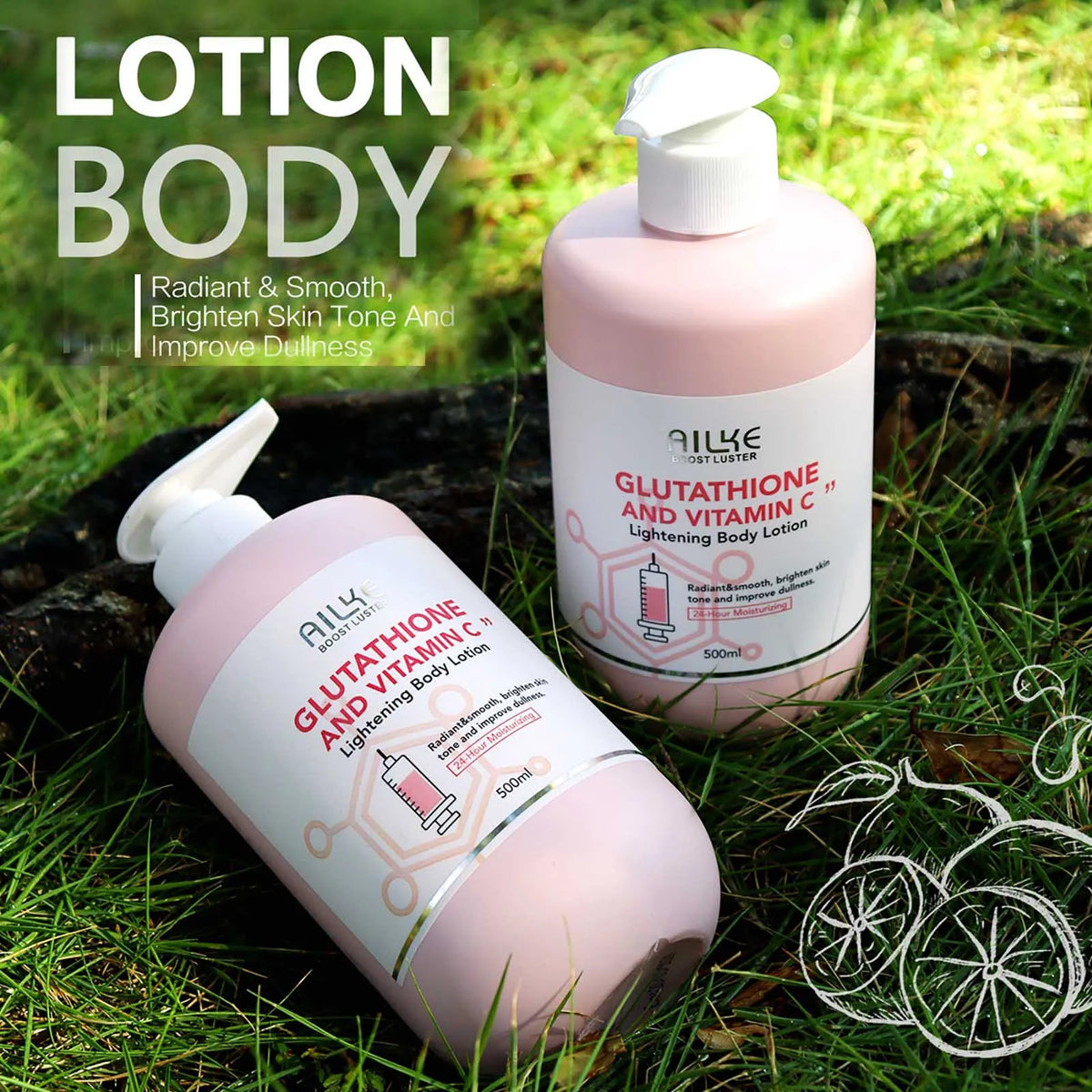 AILKE Vitamin C Glutathione Brightening Body Lotion Whitening Glowing Skin