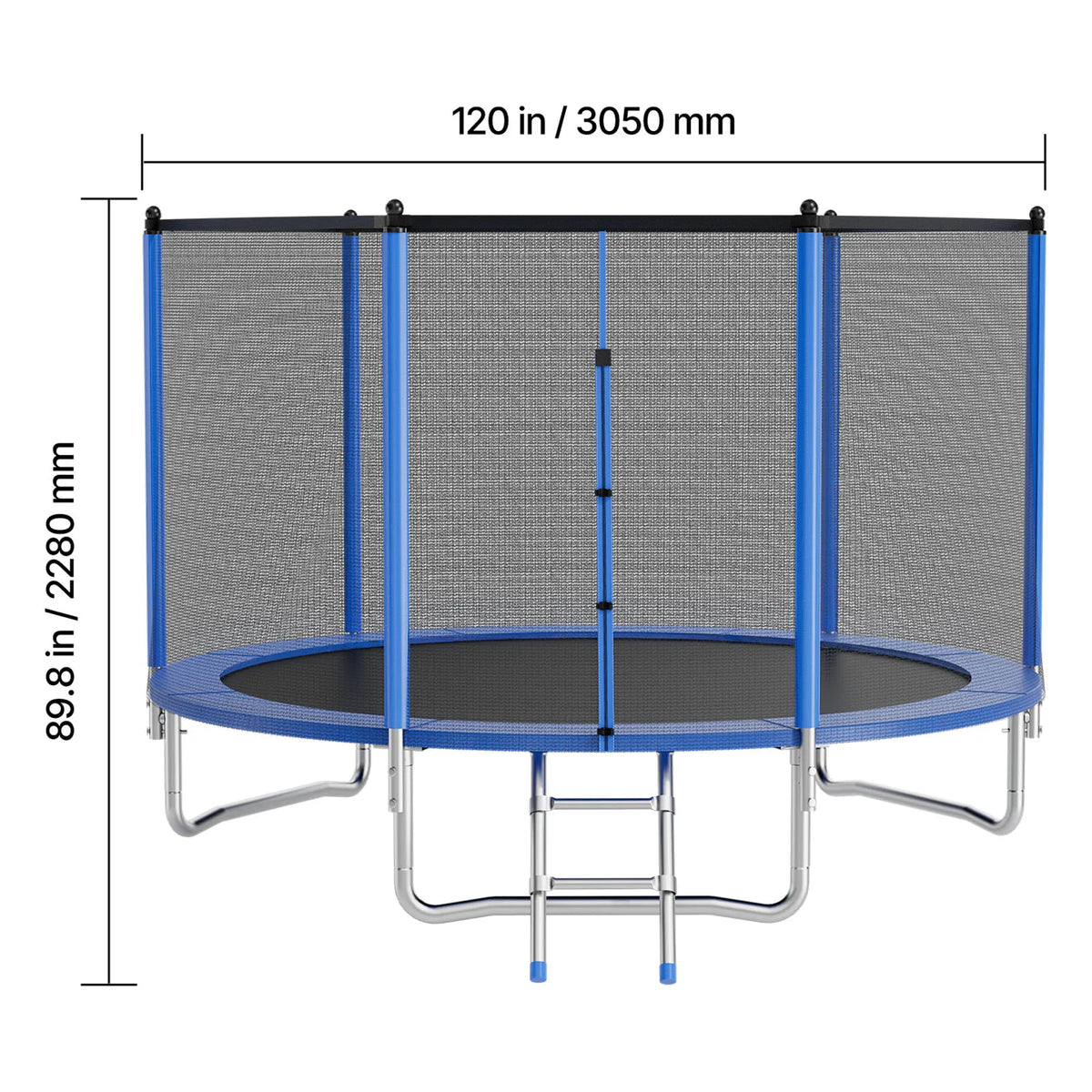 SucceBuy Outdoor Round Trampoline With Enclosure Net And Steel Frame