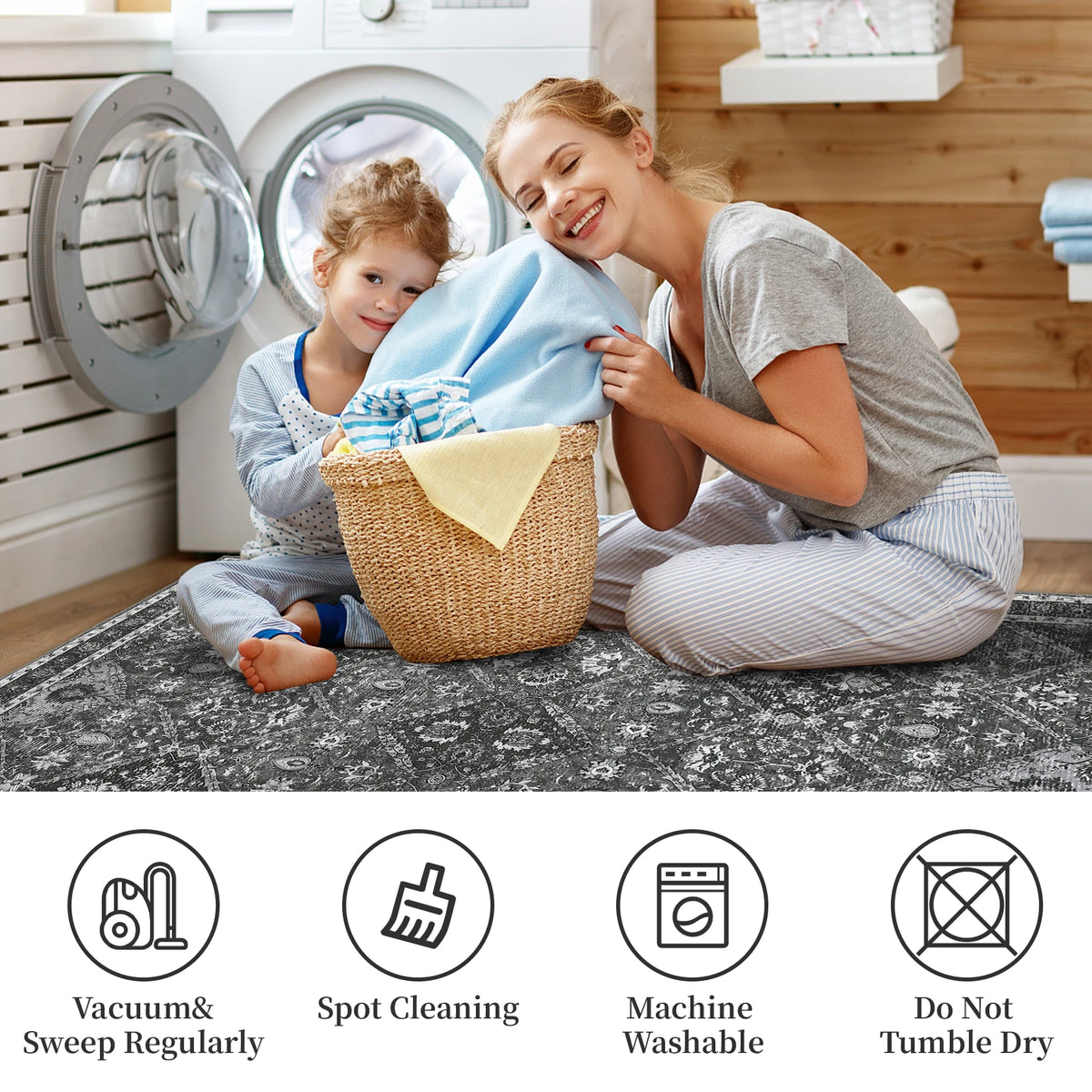 Machine Washable Non Slip Moroccan Trellis Rug With Stain Resistance