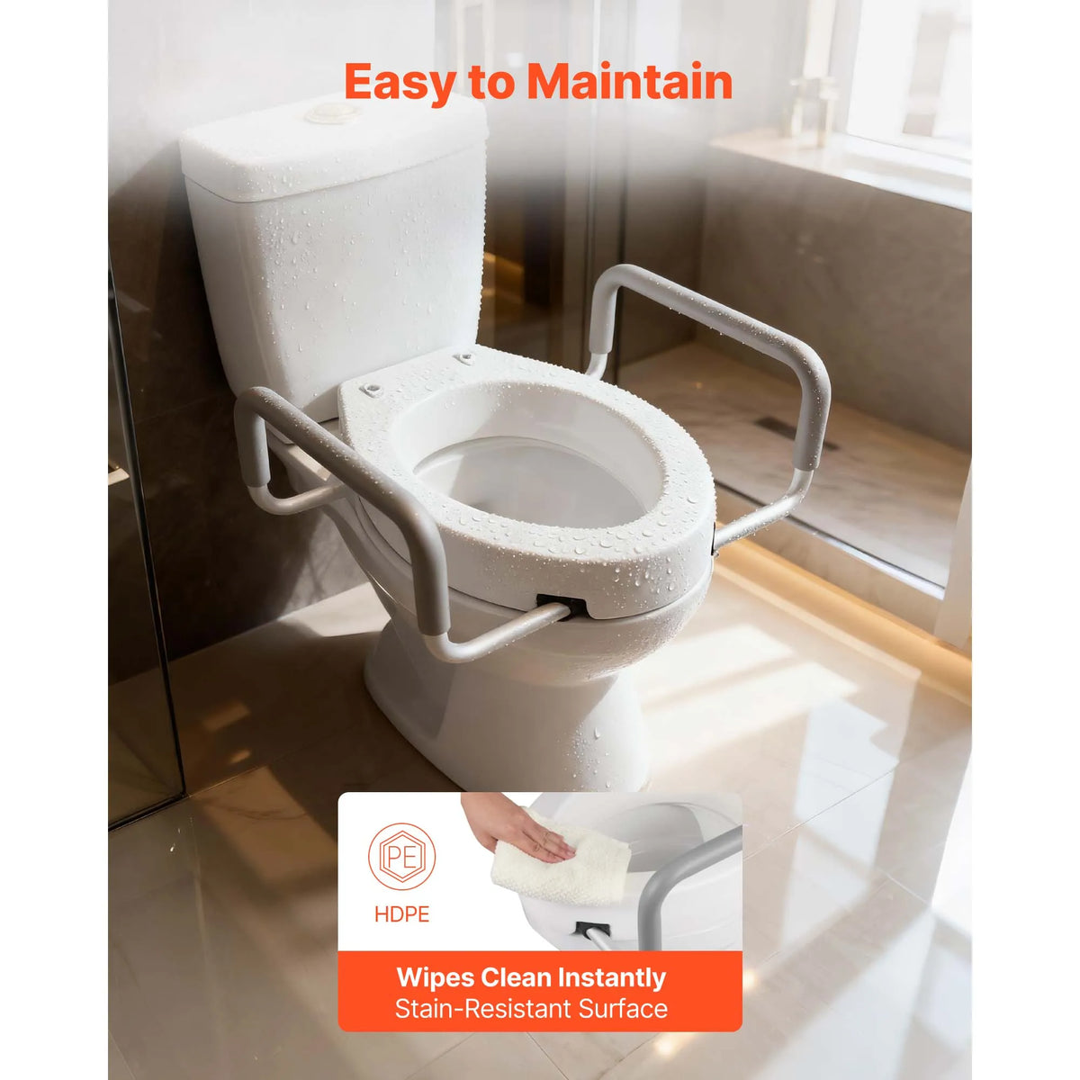 SucceBuy Raised Toilet Seat Riser With Padded Support Handles