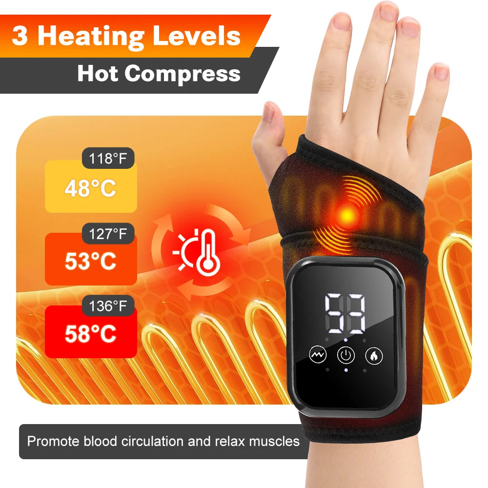 Hailicare Cordless Heated Wrist Massager With Vibration And Controls