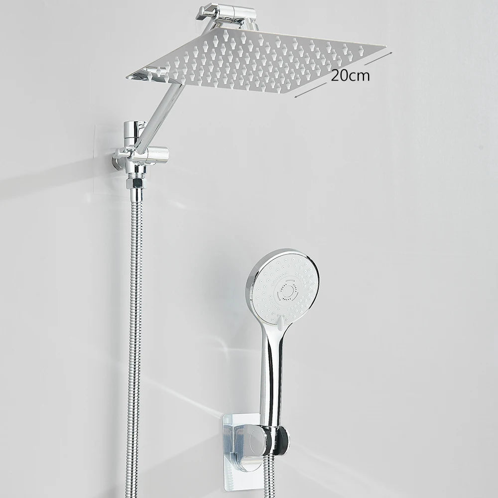 MYQualife 3Way Shower Kit Rainfall Head Wall Mount Handheld Set