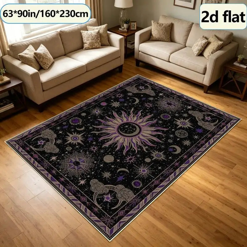 Celestial Constellation Sun Moon Star Pattern Area Rug for Home
