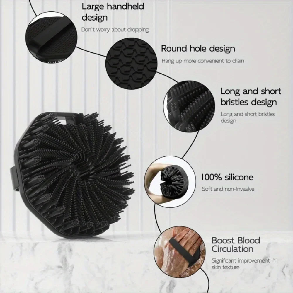 Gentle Silicone Back Brush With Handle For Effective Body Exfoliation