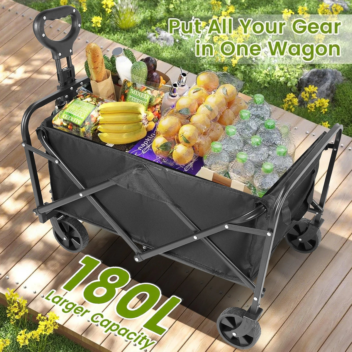 Heavy Duty Foldable Utility Wagon With All Terrain Wheels