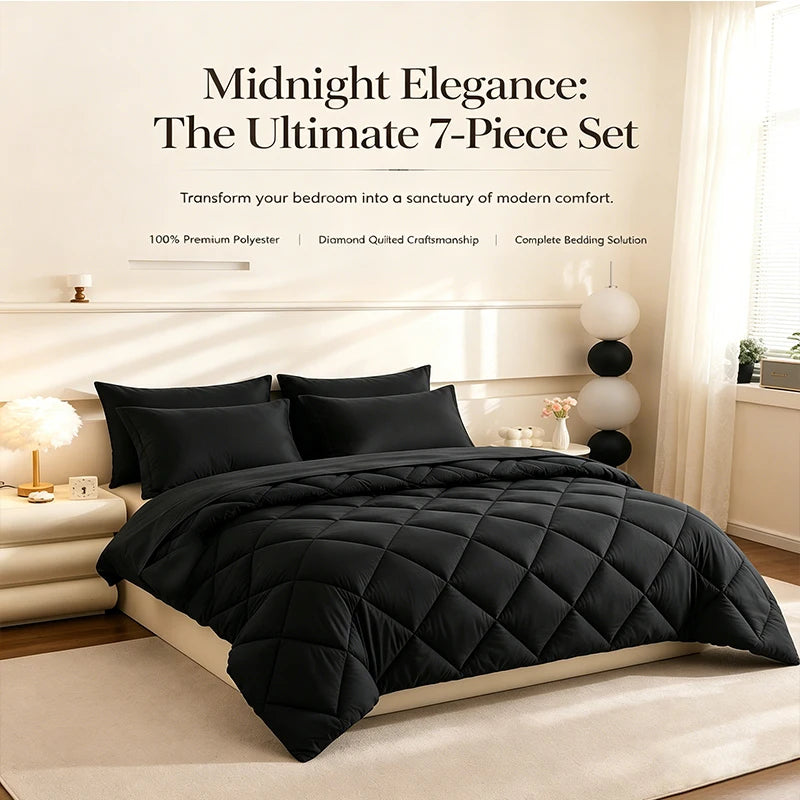 easYum 7-Piece Bedding Set Twin Full Queen King Comforter Sheet