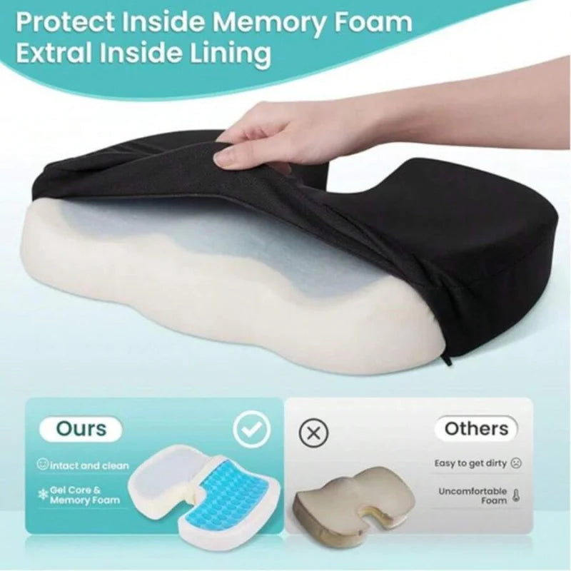 Ergonomic Gel Office Chair Cushion Sciatica Tailbone Pain Relief Breathable