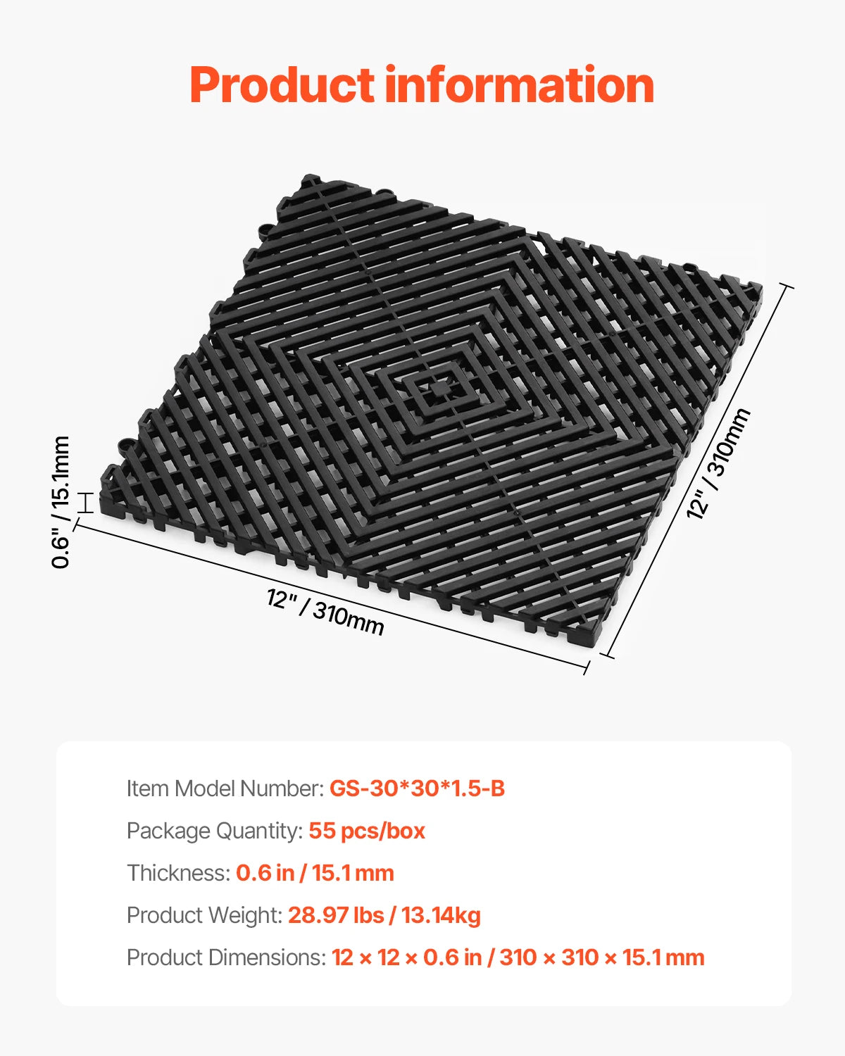 SucceBuy Interlocking Non-Slip Drainage Floor Tiles for Shower