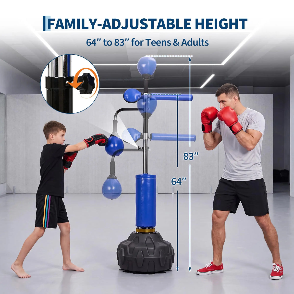 Freestanding Adjustable Boxing Bar With Two Speed Balls Swivel Head