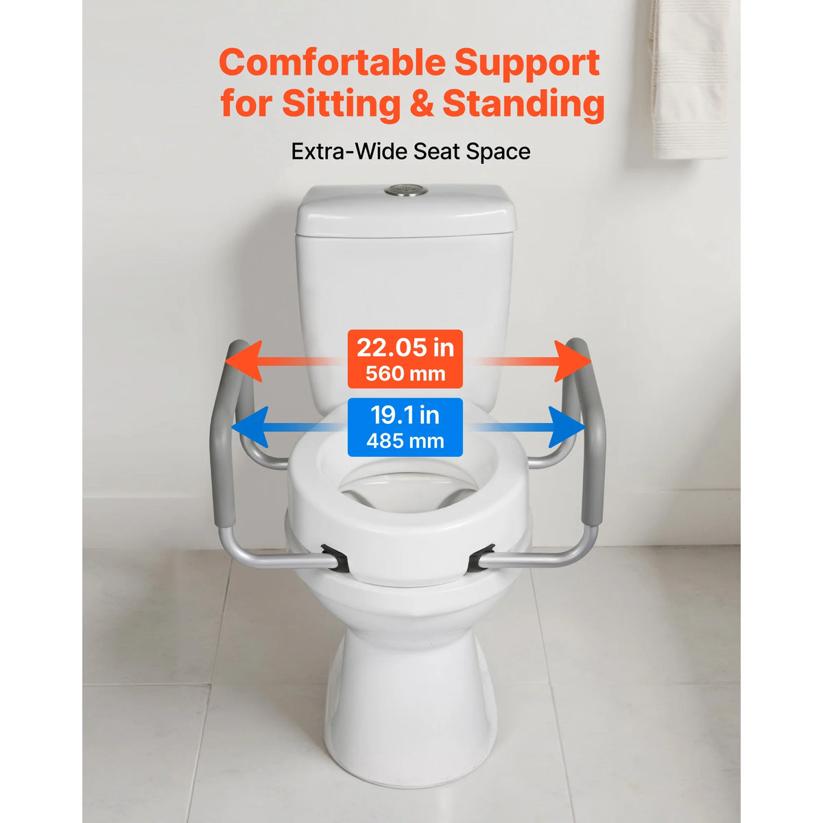 SucceBuy Raised Toilet Seat Riser With Padded Support Handles