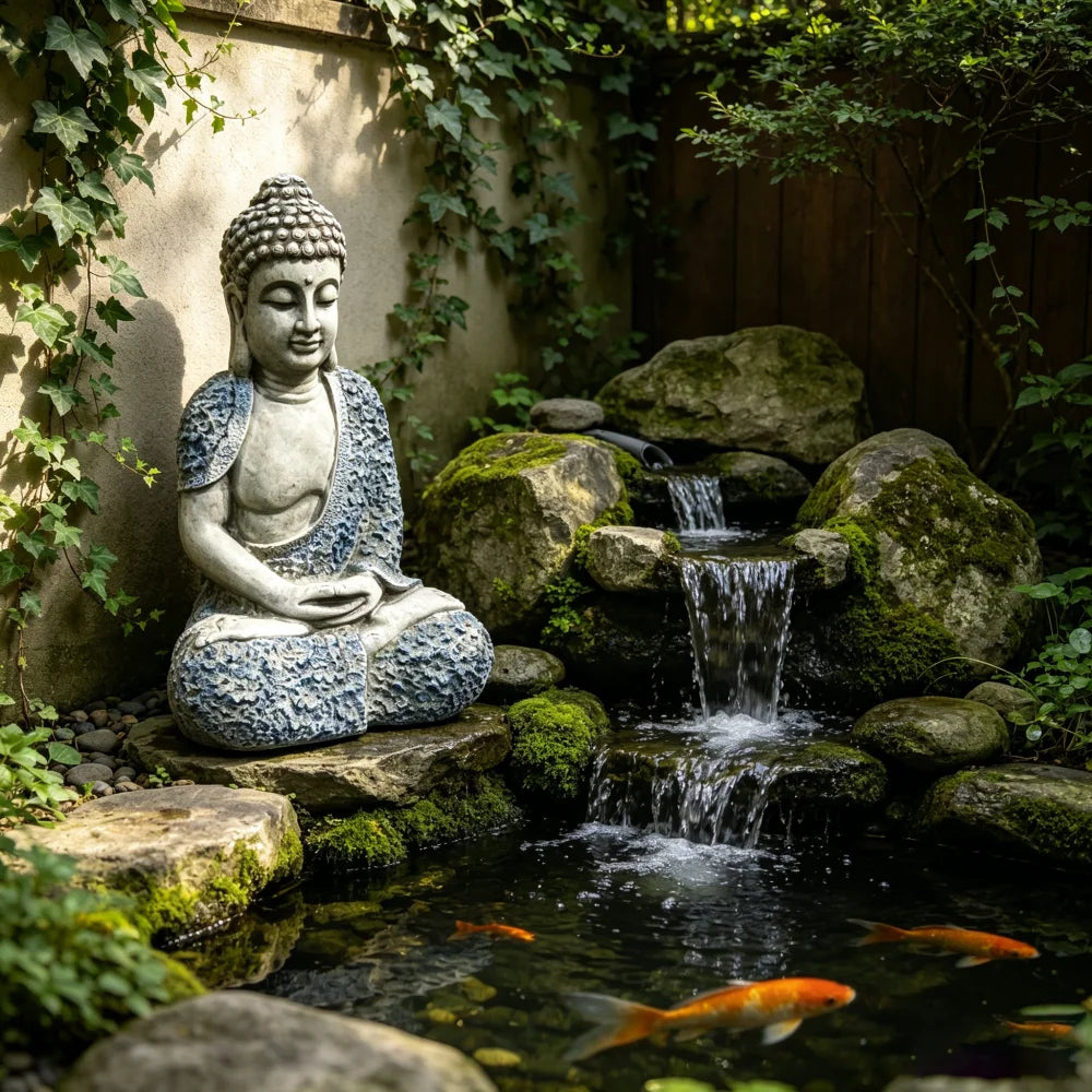 Outdoor Resin Meditating Buddha Statue Zen Garden Home Decor Ornament