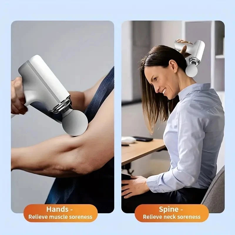 Six Speed Electric Fascia Massage Gun With Four Adjustable Heads