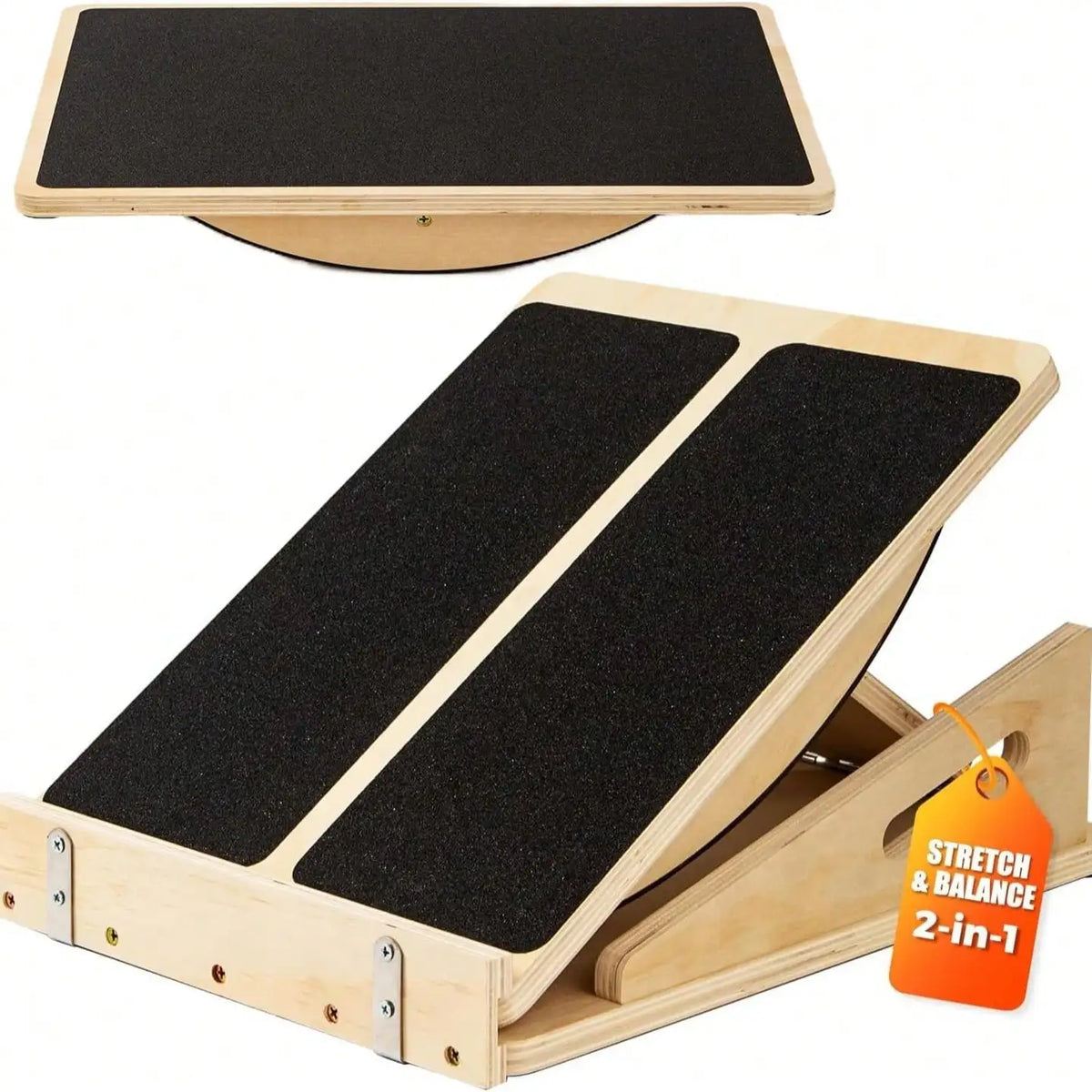 Adjustable Wooden Balance Board And Calf Stretcher For Fitness