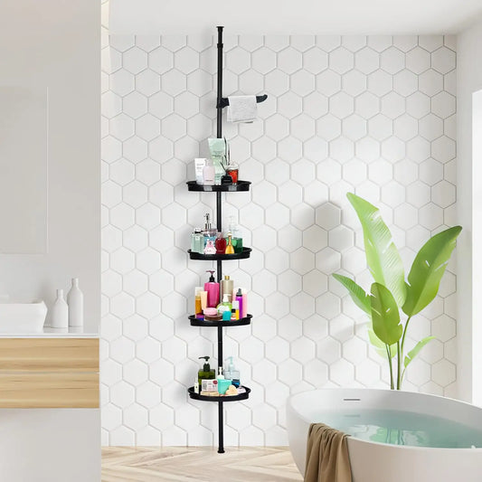 Adjustable Four Tier Corner Shower Caddy With Rust Proof Stand