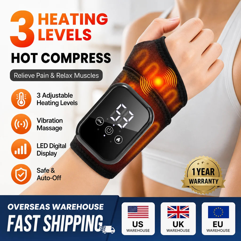 Hailicare Cordless Heated Wrist Massager With Vibration And Controls