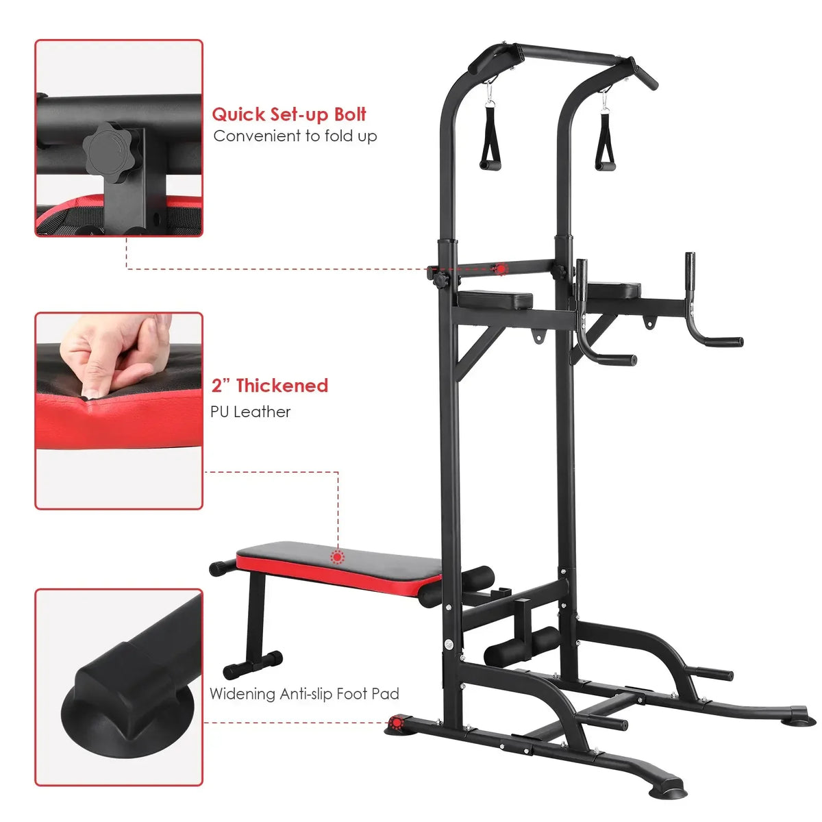 Homfa Multifunctional Power Tower Foldable Pull Up And Dip Station