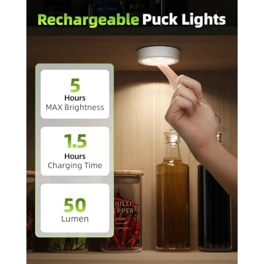 Smart Wireless Touch LED Puck Lights For Under Cabinets