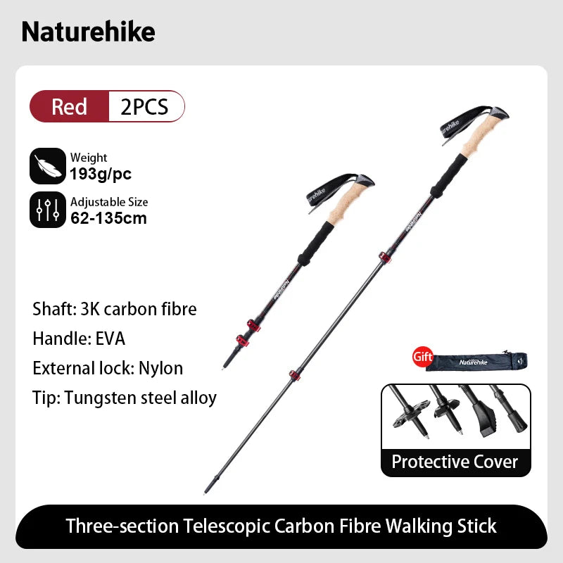 Naturehike Ultralight Carbon Fiber Trekking Poles For Outdoor Adventures